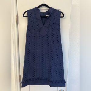Navy eyelet shift dress